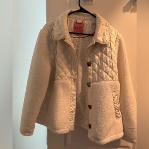 Kate Spade quilted fleece jacket in cream
